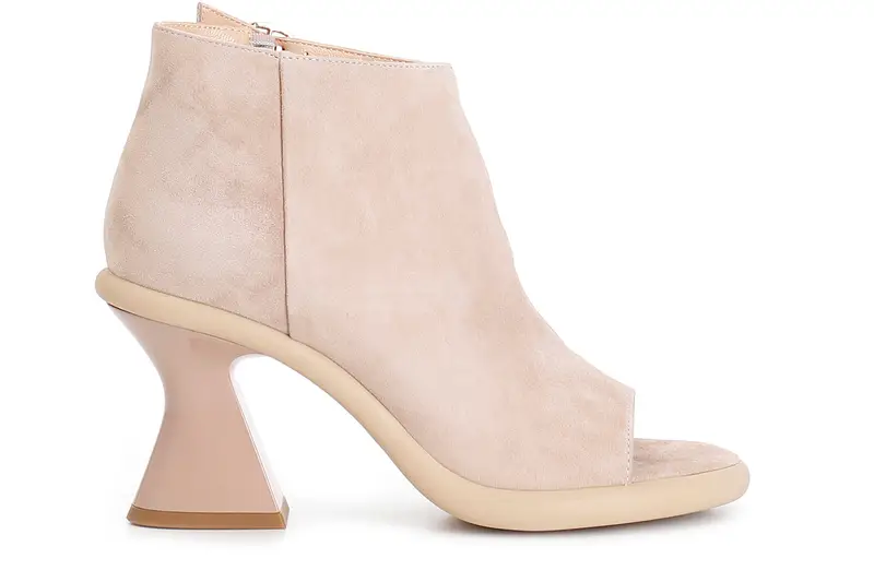 CafèNoir tronchetto in camoscio asimmetrico aperto spuntato cipria