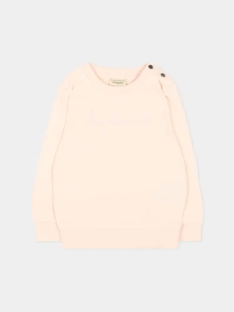 Trussardi felpa rosa bambina logo sul davanti