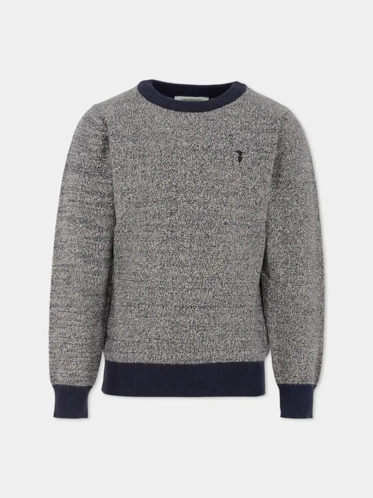 maglia blu navy bambino mini logo sul petto