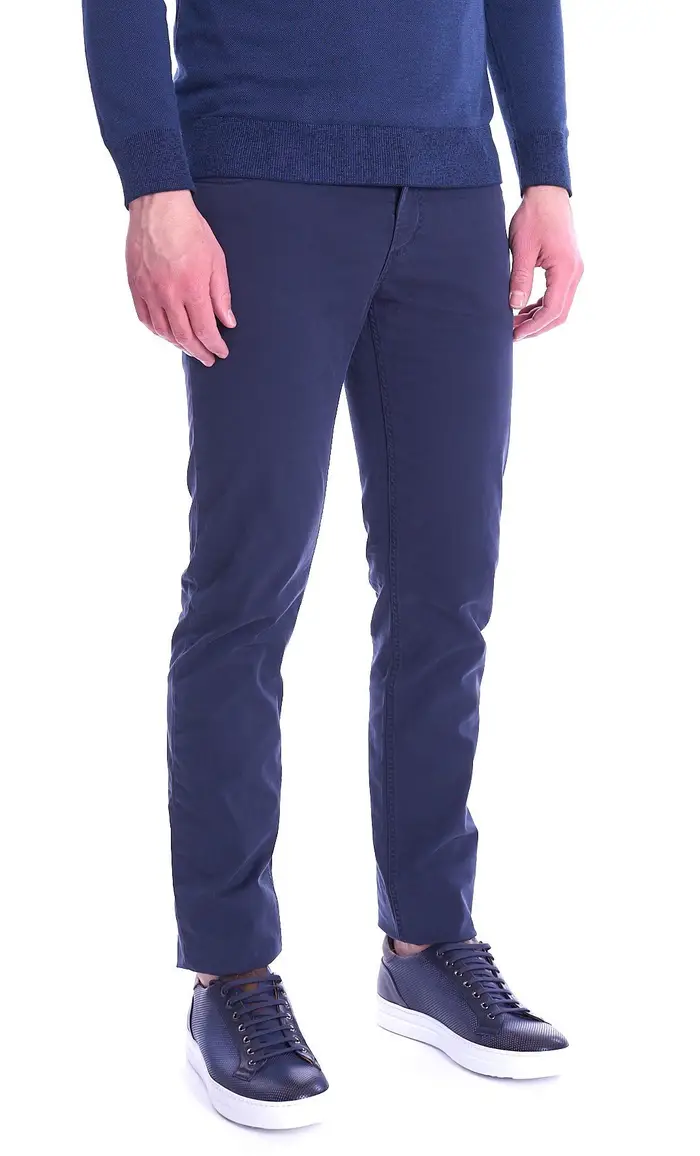 Trussardi Pantalone 370 close elasticizzato leggero, colore blu