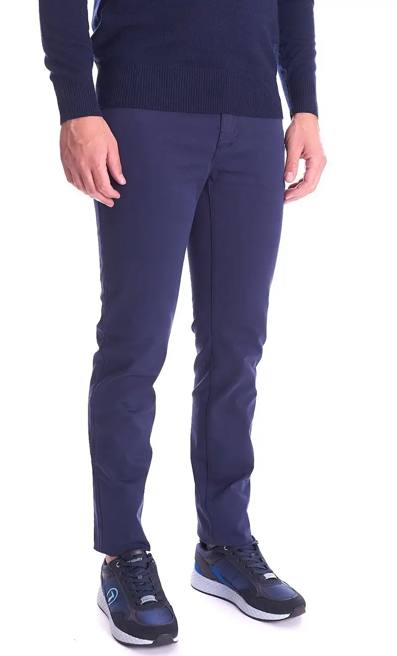 Trussardi Pantalone 370 close gabardine stretch, colore blu