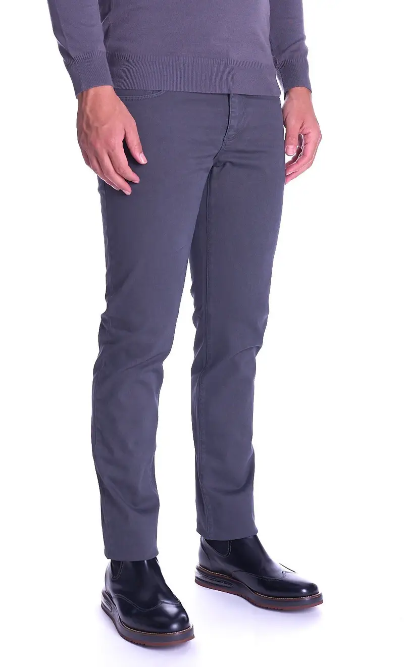 Trussardi Pantalone 370 close jeans in piquet, colore grigio