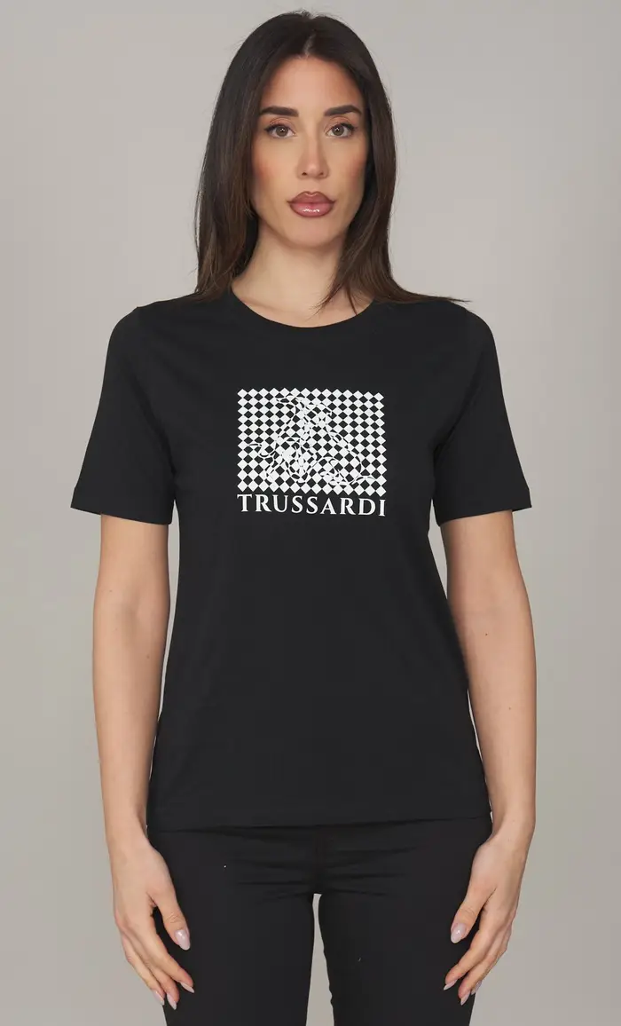 Trussardi T-shirt con stampa dogmier, colore nero
