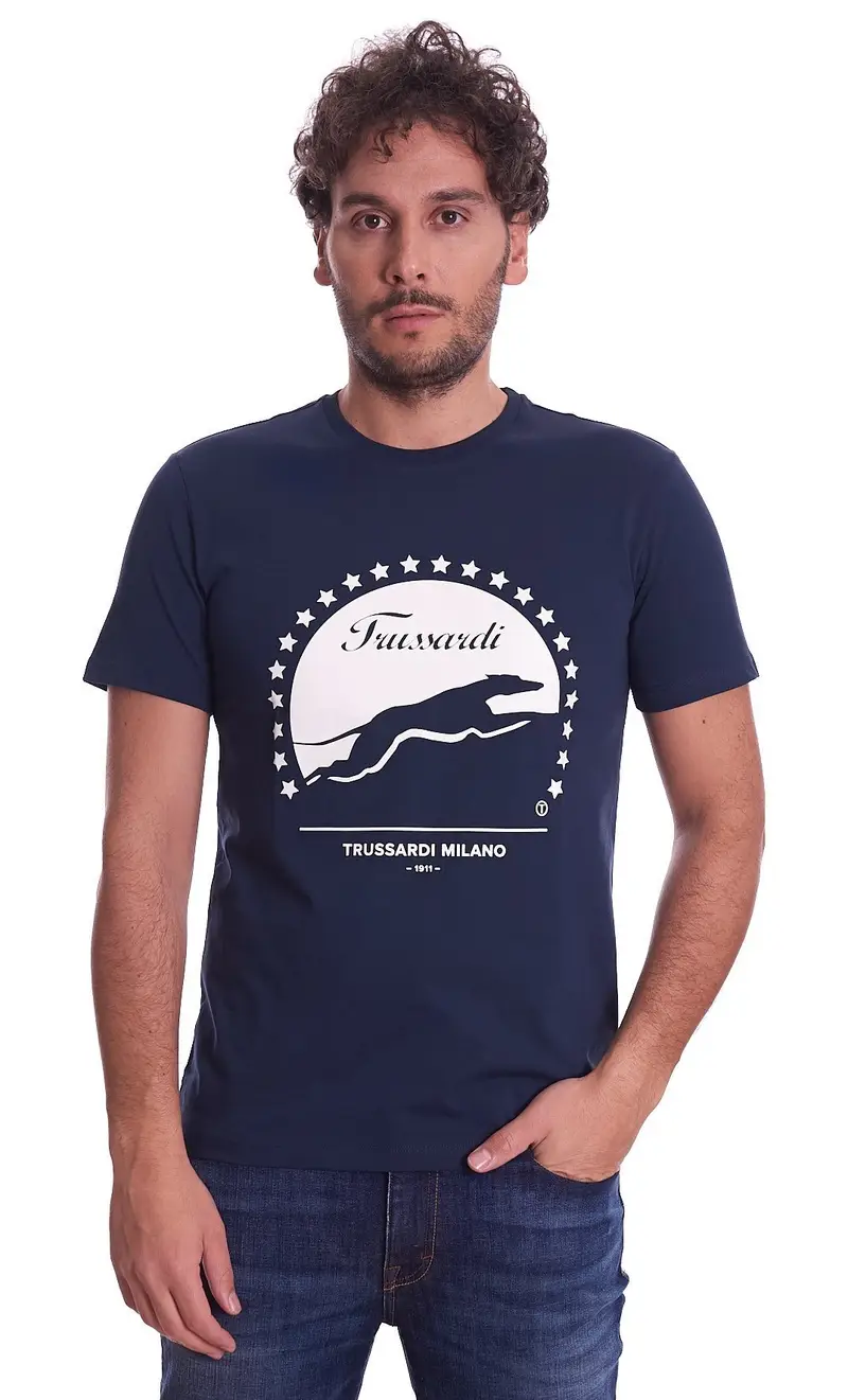 Trussardi T-shirt stampata blu, colore blu