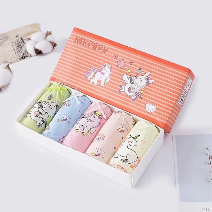 TUOPUDE BABY Biancheria Intima Bambina 5 Pezzi/Lotto Box Mutandine di Cotone per Bambine Cartone Animato Mutandine Triangolari per Bambini