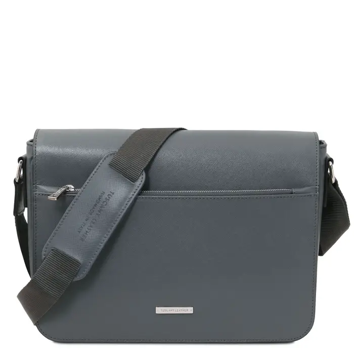 Borsa messenger in pelle Saffiano Grigio