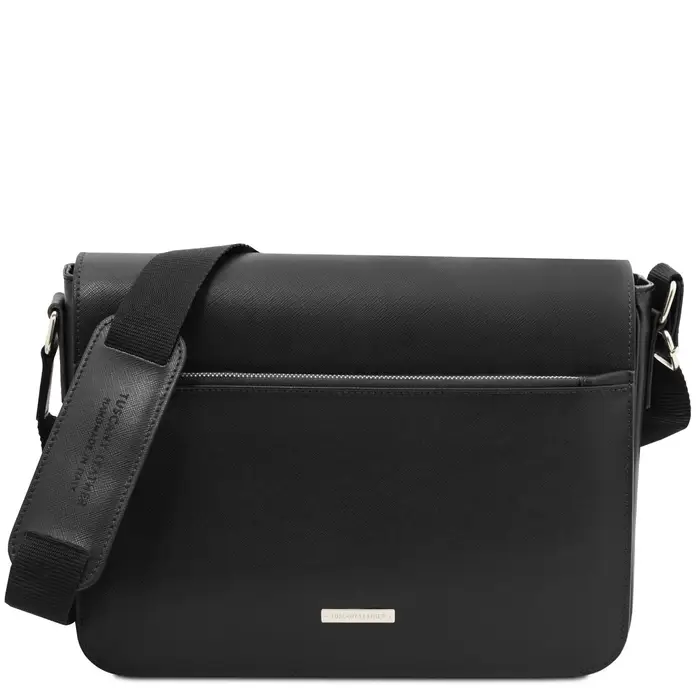 Borsa messenger in pelle Saffiano Nero