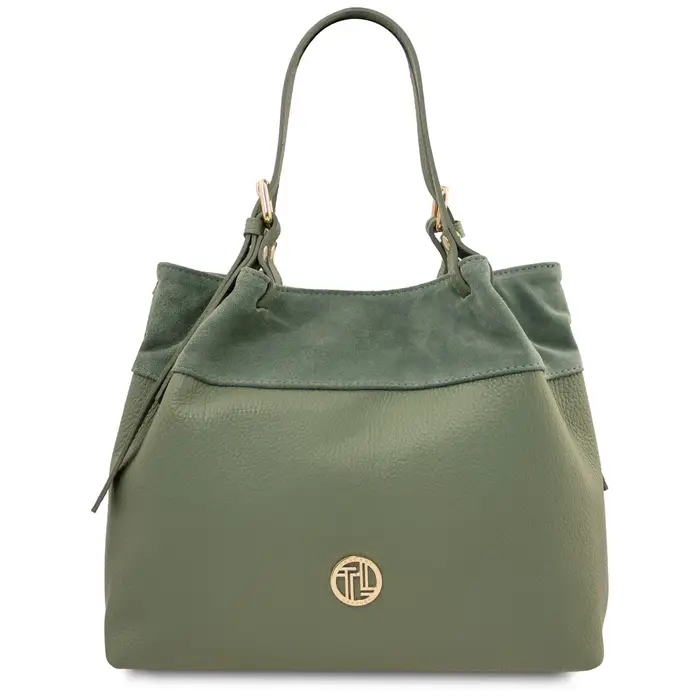 Tuscany Leather Borsa shopping in pelle morbida Verde Menta