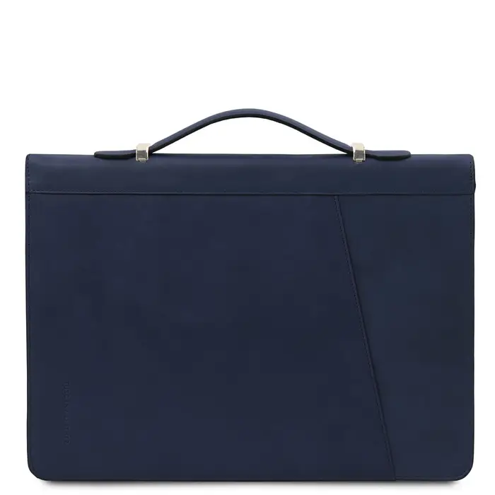 Tuscany Leather Portadocumenti in pelle con manico e anelli Blu scuro