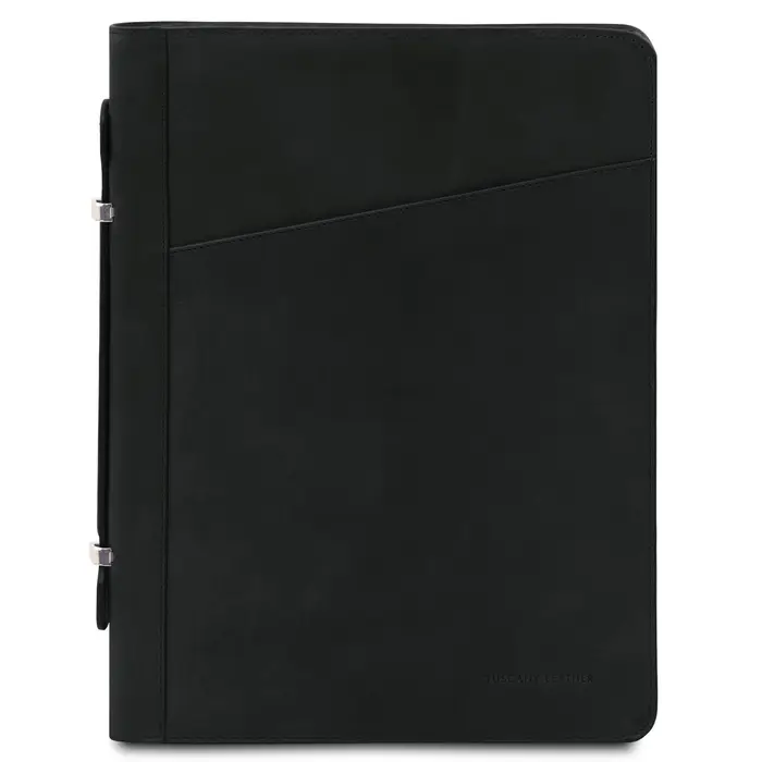 Tuscany Leather Portadocumenti in pelle con manico e anelli Nero