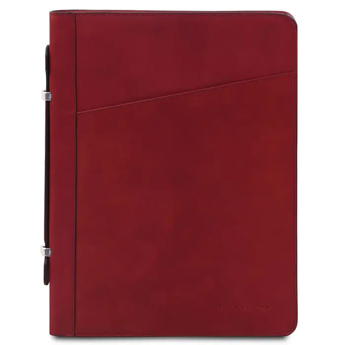 Tuscany Leather Portadocumenti in pelle con manico e anelli Rosso