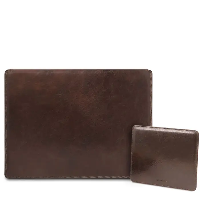 Tuscany Leather Sottomano da scrivania con ribalta e tappetino per mouse in pelle Testa di Moro