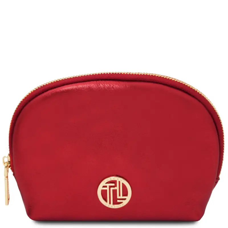 Tuscany Leather Trousse in pelle morbida metallic Rosso