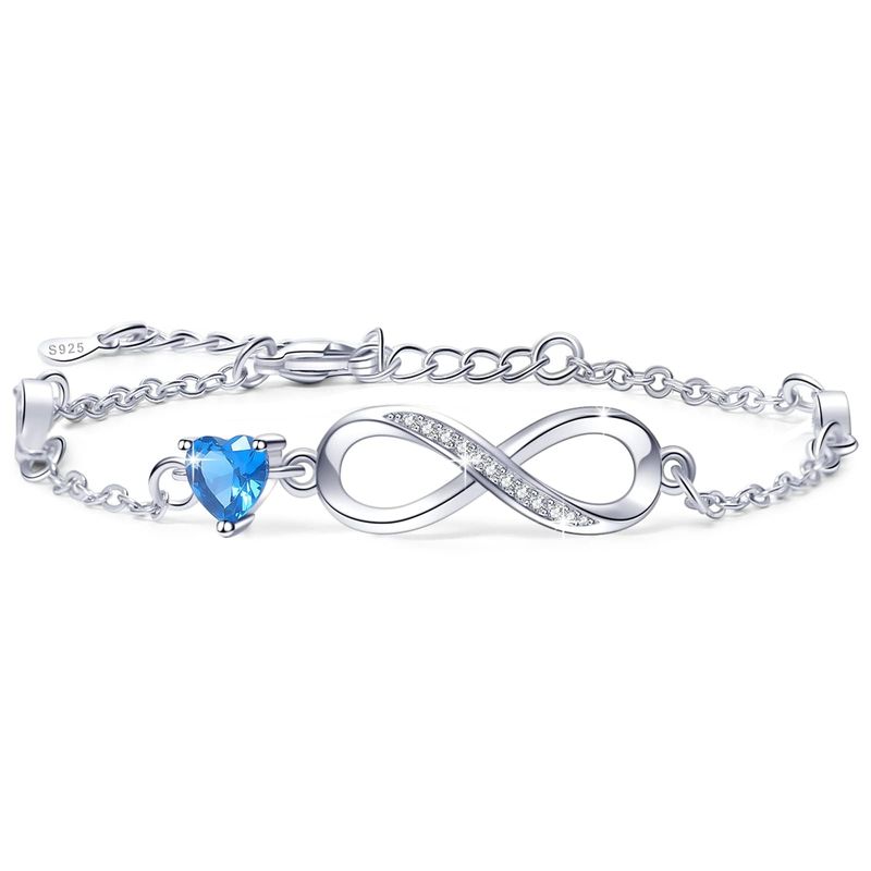 Tusuzik Bracciale Donna Argento 925 Zirconi Infinito Cuore