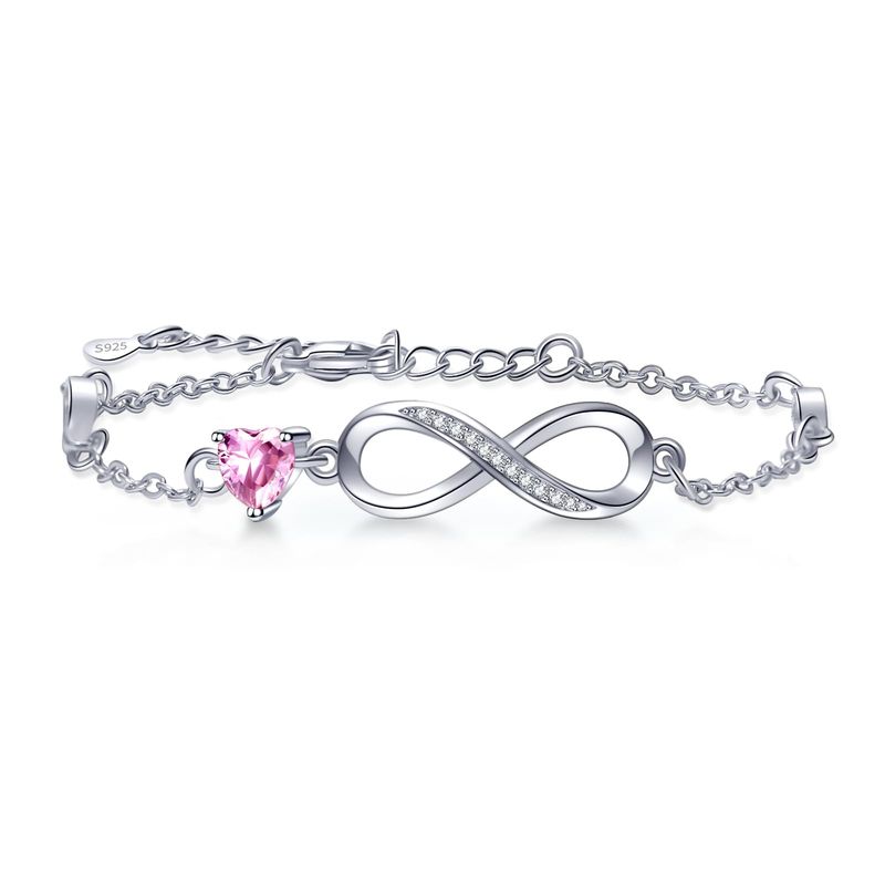Tusuzik Bracciale Infinito Argento 925 con Cuore Zirconi