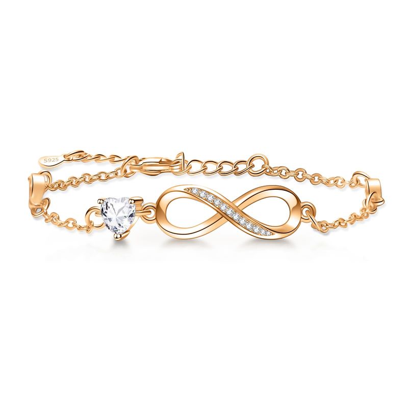 Tusuzik Bracciale Donna Argento 925 Oro Rosa Infinito