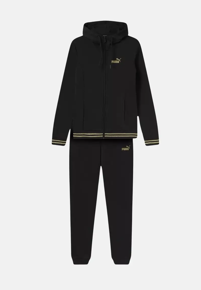 Puma Tuta ESS+ GLITTER FZ nera da bambina