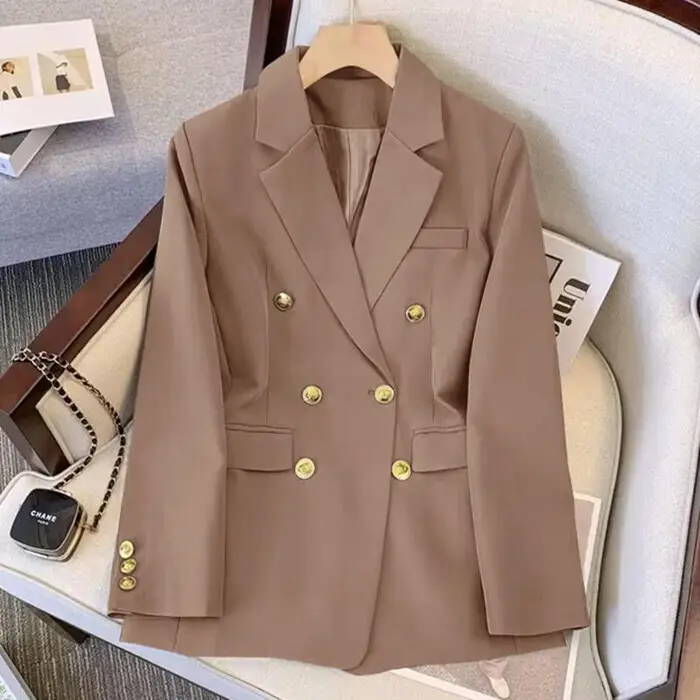 Blazer di lusso di alta qualità da donna, giacca primaverile autunnale da ufficio, abito da donna, manica lunga, cappotto, abbigliamento da donna, taglie forti XS cachi