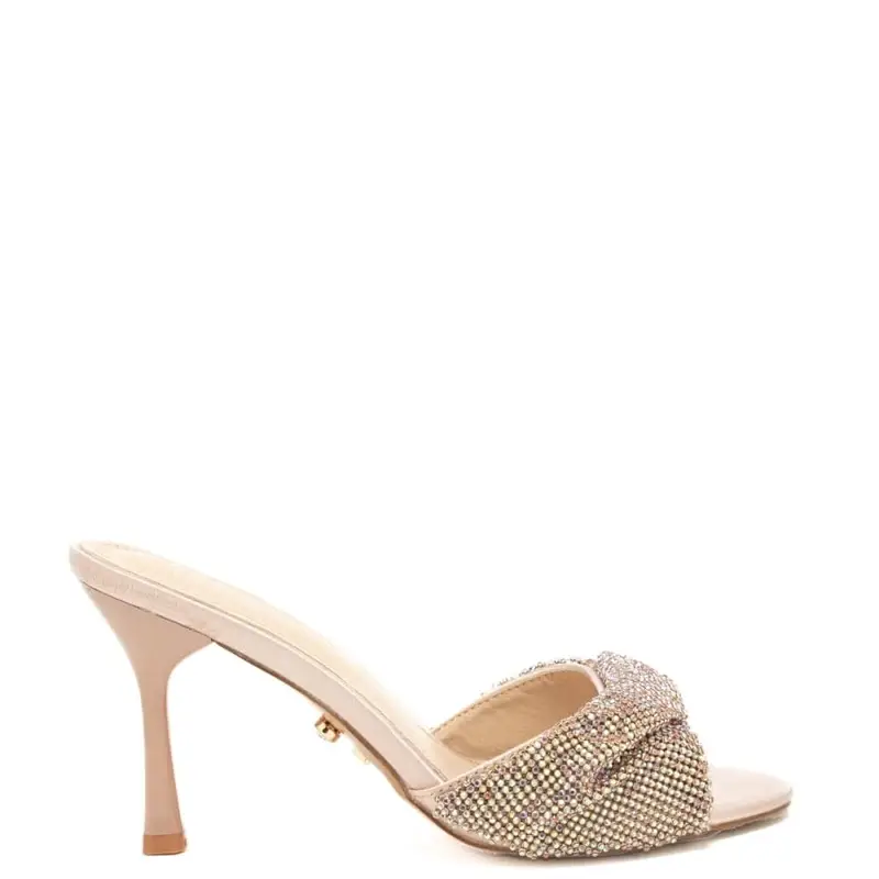 Twenty Fourhaitch scarpe alte da donna canberra con fascia frontale con strass champagne