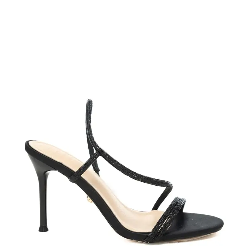 Twenty Fourhaitch scarpe alte da donna flamenco con fascette tubolari a incrocio con micro strass nere