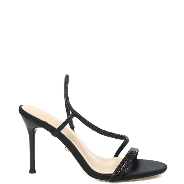 Twenty Fourhaitch scarpe alte da donna flamenco con fascette tubolari a incrocio con micro strass nere