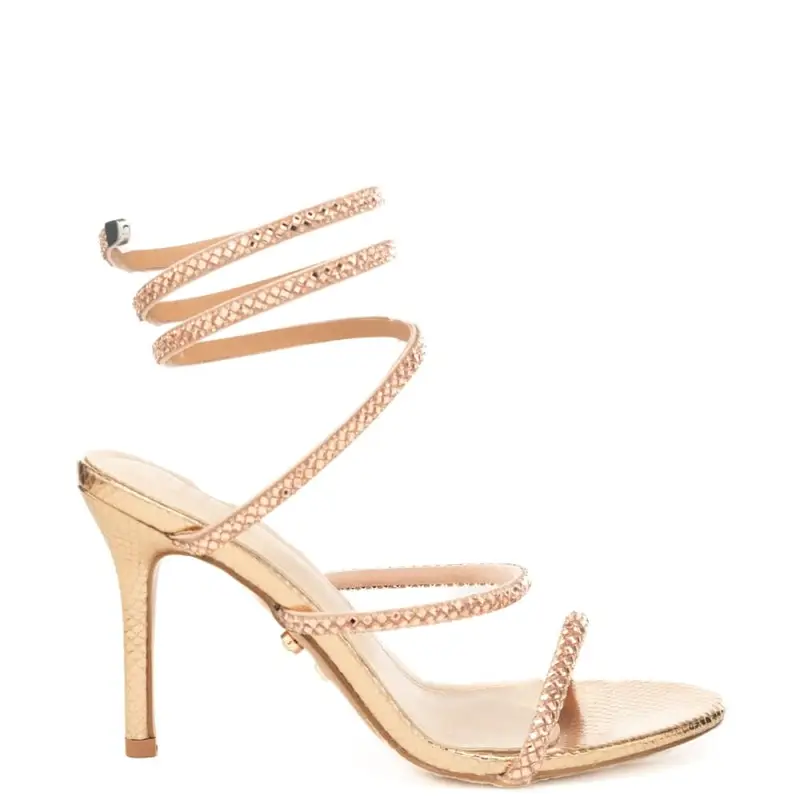 Twenty Fourhaitch scarpe alte da donna zeja con tomaia pitonata laminata bronzo