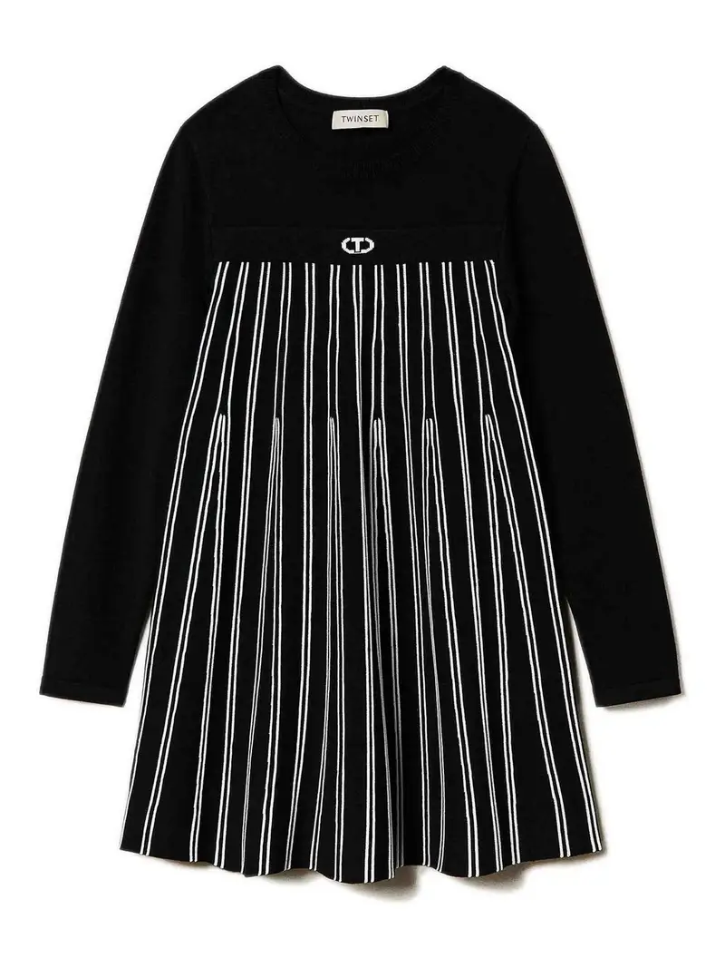 Twinset Abito Bicolor Nero