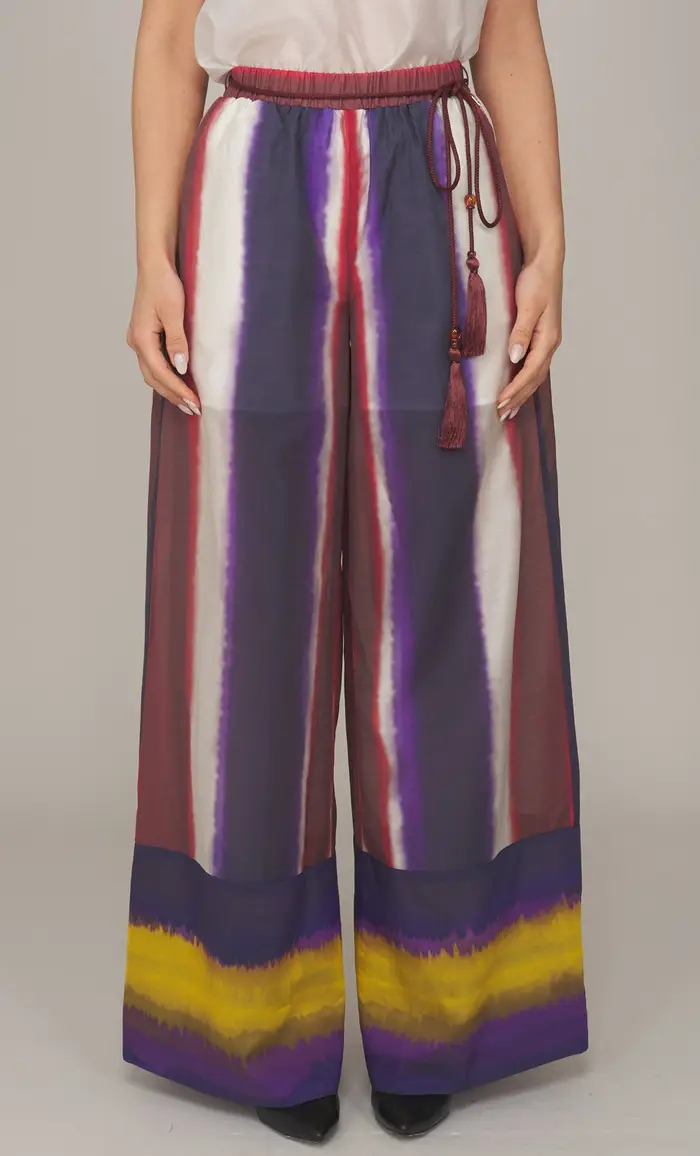 TWINSET ACTITUDE Pantalone ampio con righe colorate, colore multicolore