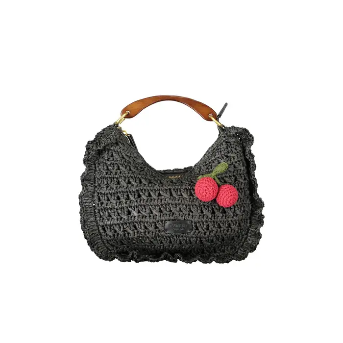 Twinset Borsa a Tracolla Donna Nera Chiusura con Zip Logo Nero