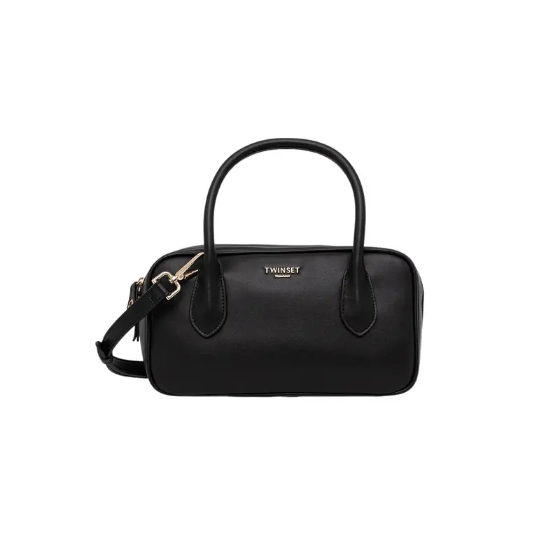 Twinset Borsa Donna a Mano Nera Bauletto con Tracolla Removibile Nero