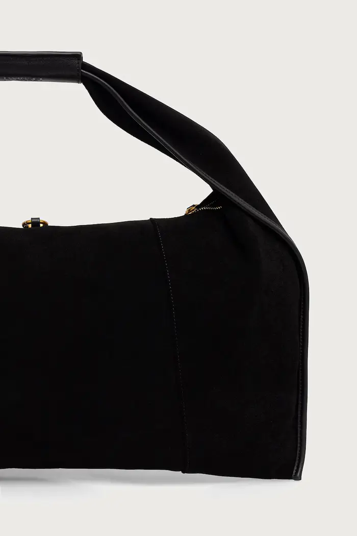 borsa hobo da donna in camoscio Nero