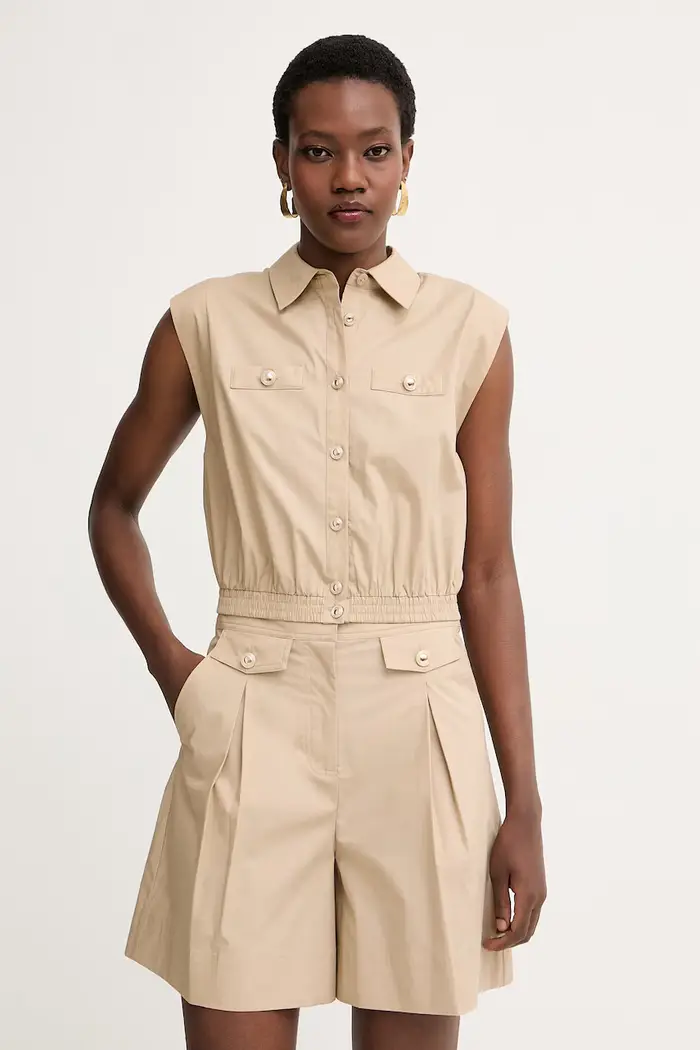 camicia da donna con cotone Beige