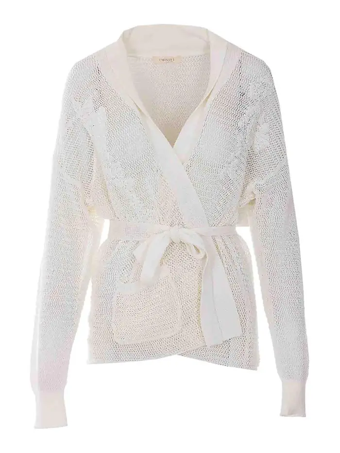Twinset Cardigan lavorato a maglia bianco