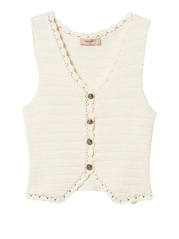 gilet twin set da donna - avorio