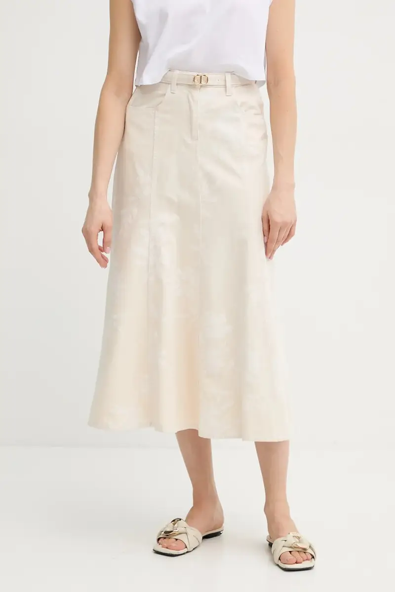 Twinset gonna in cotone colore beige 251TT2204