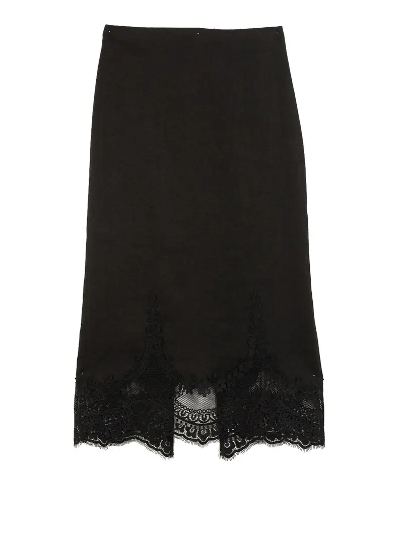 twinset gonna longuette twin set da donna - nero