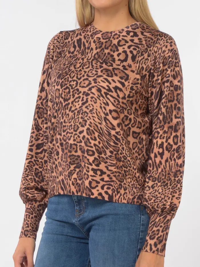 TWINSET maglia da donna in viscosa a fantasia animalier MARRON