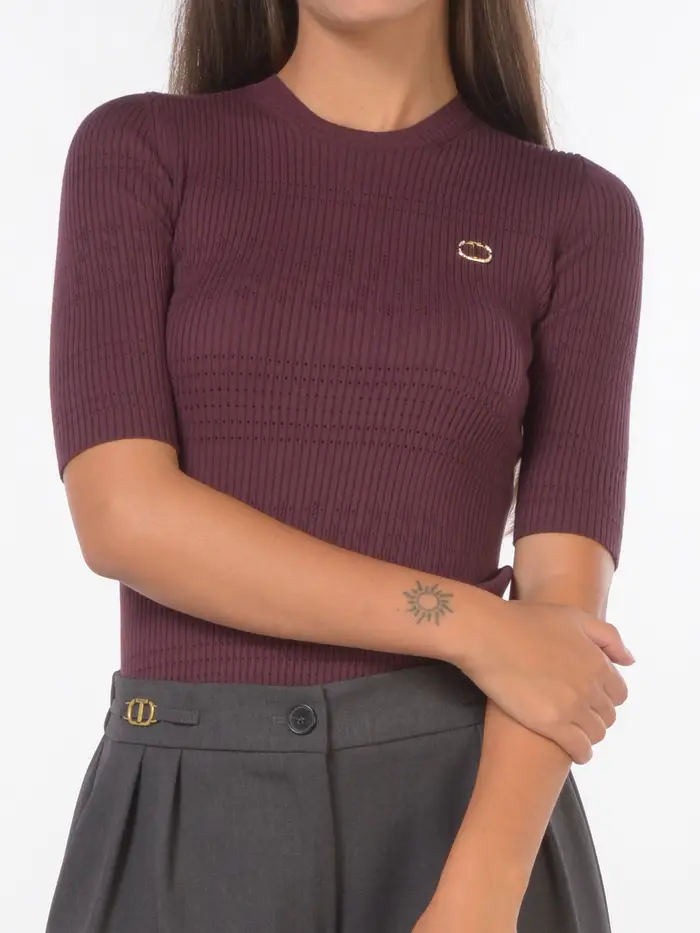 TWINSET maglia da donna lavorata con logo Rosso