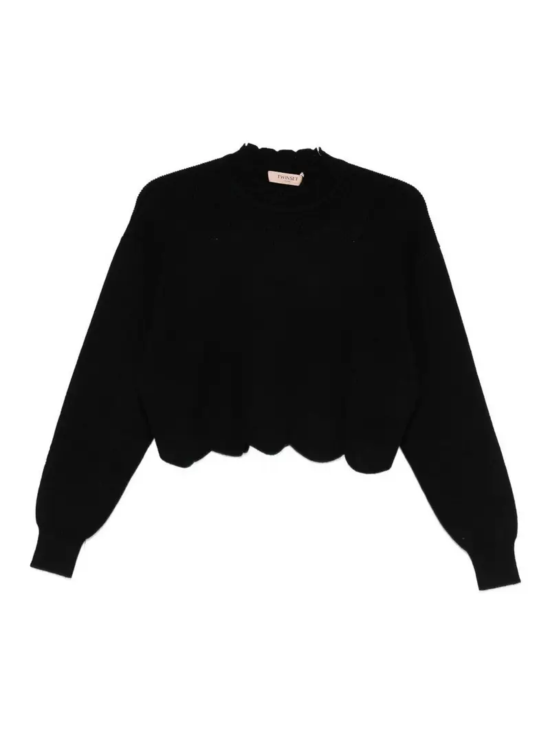 Maglione Con Orlo A Smerlo Nero