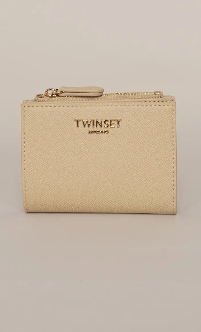 TWINSET Mini portafoglio con logo, colore sabbia