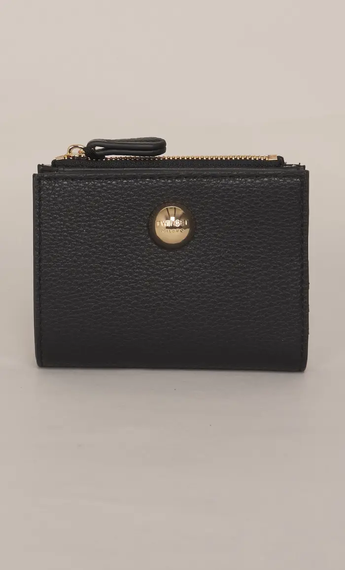 TWINSET Mini portafoglio continental con borchia logata, colore nero
