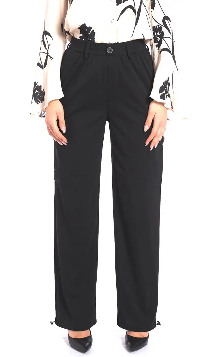 Pantalone cargo twinset nero, colore nero