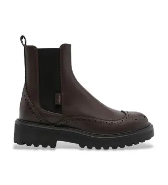 Twinset per donna 252TCP204 Stivaletti in pelle marrone Tron, Basso, 1 a 3 cm, Nessuno, Casual