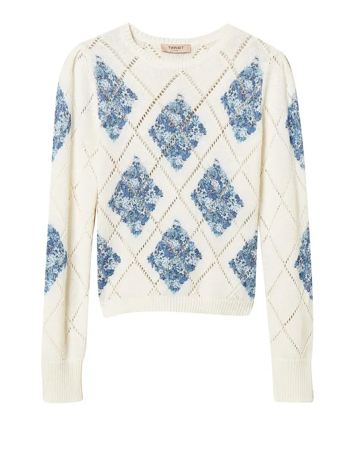 pullover twin set da donna - blu