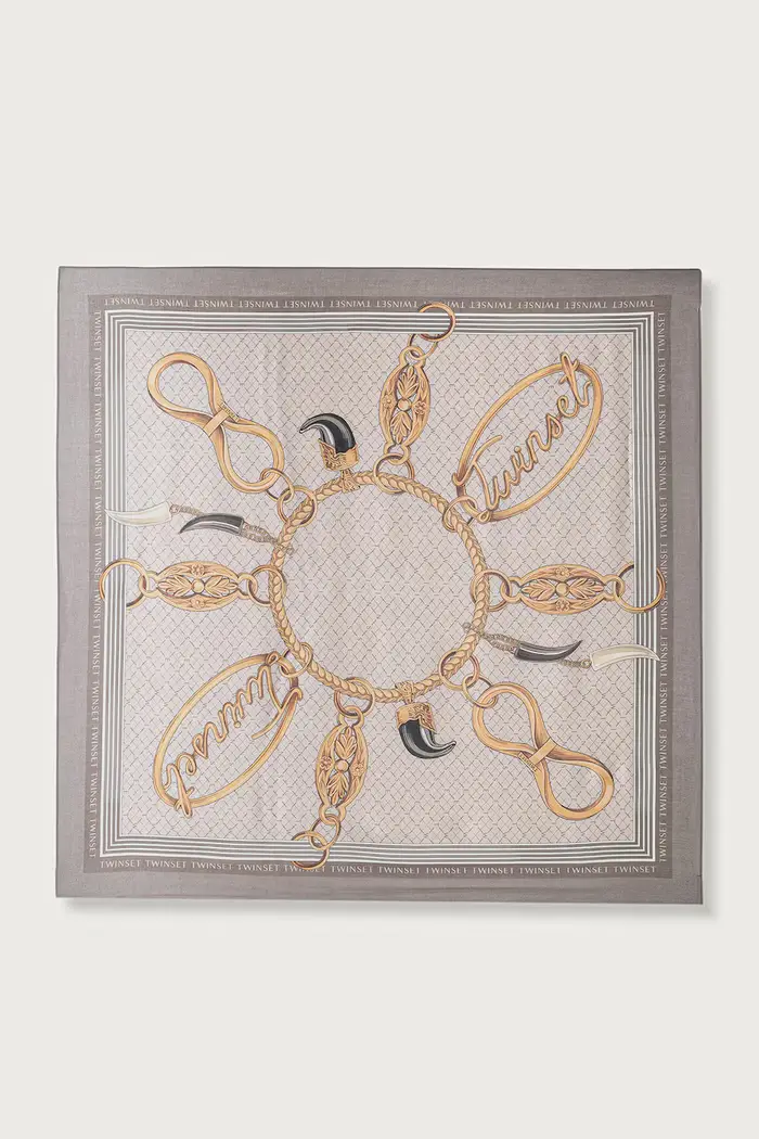 Sciarpa quadrata da donna con misto lana Beige