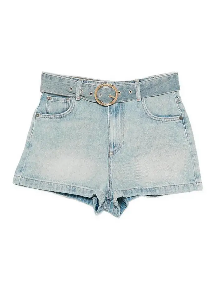 Shorts in denim con cintura Lavaggio chiaro