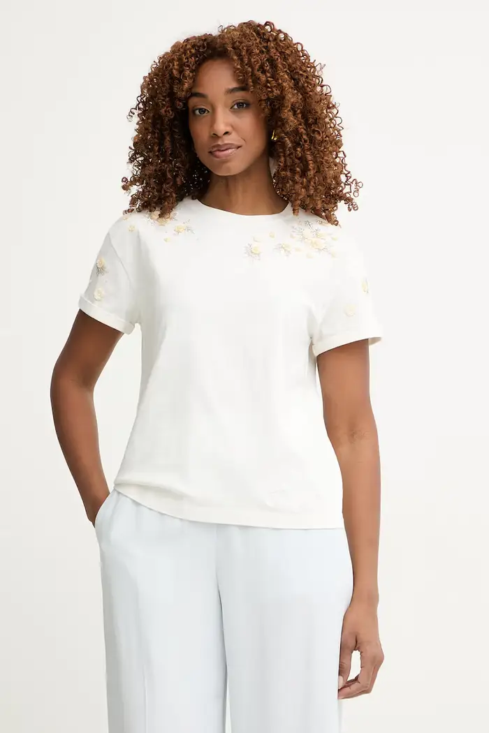 T-shirt da donna in cotone Beige