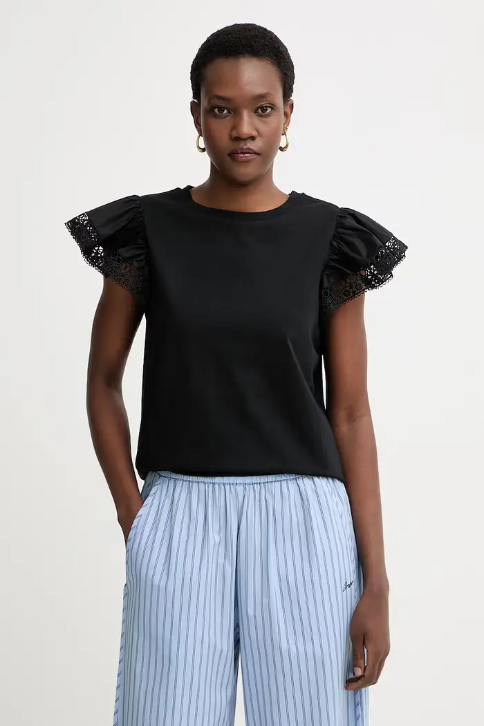 t-shirt da donna in cotone Nero