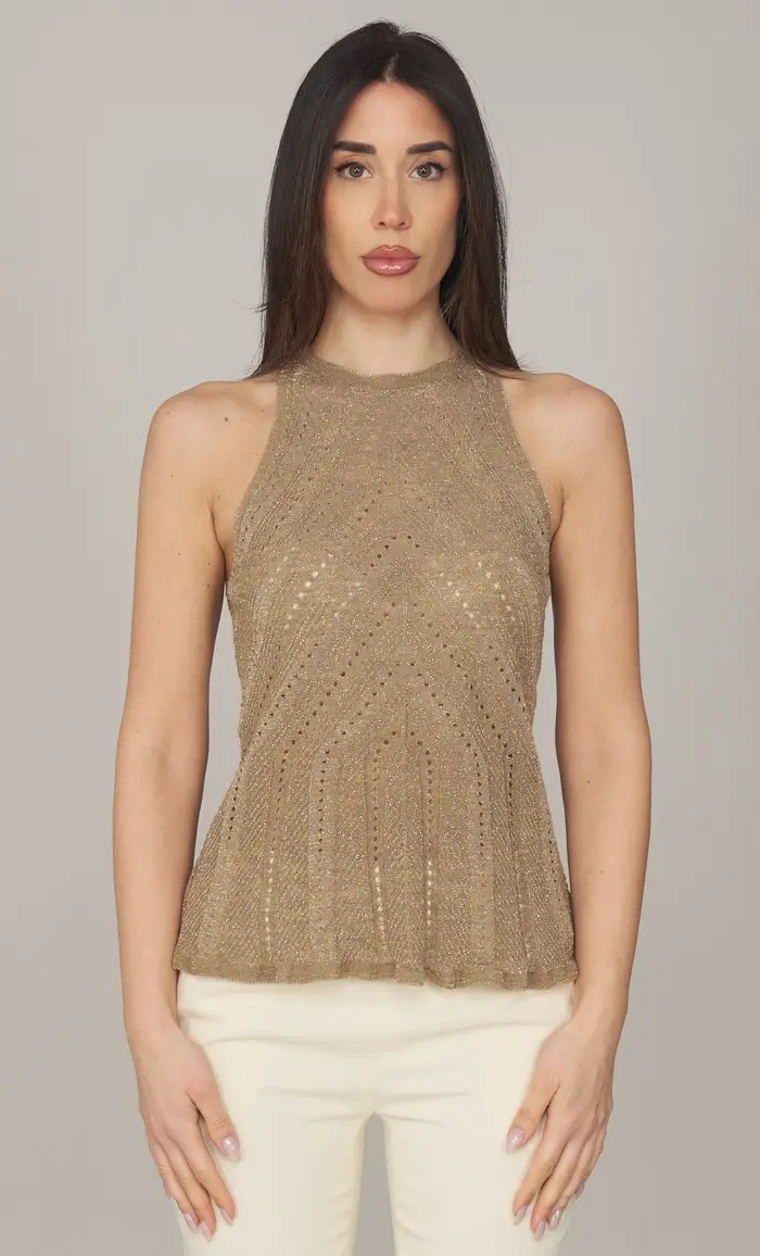 TWINSET Top in maglia con lurex, colore oro
