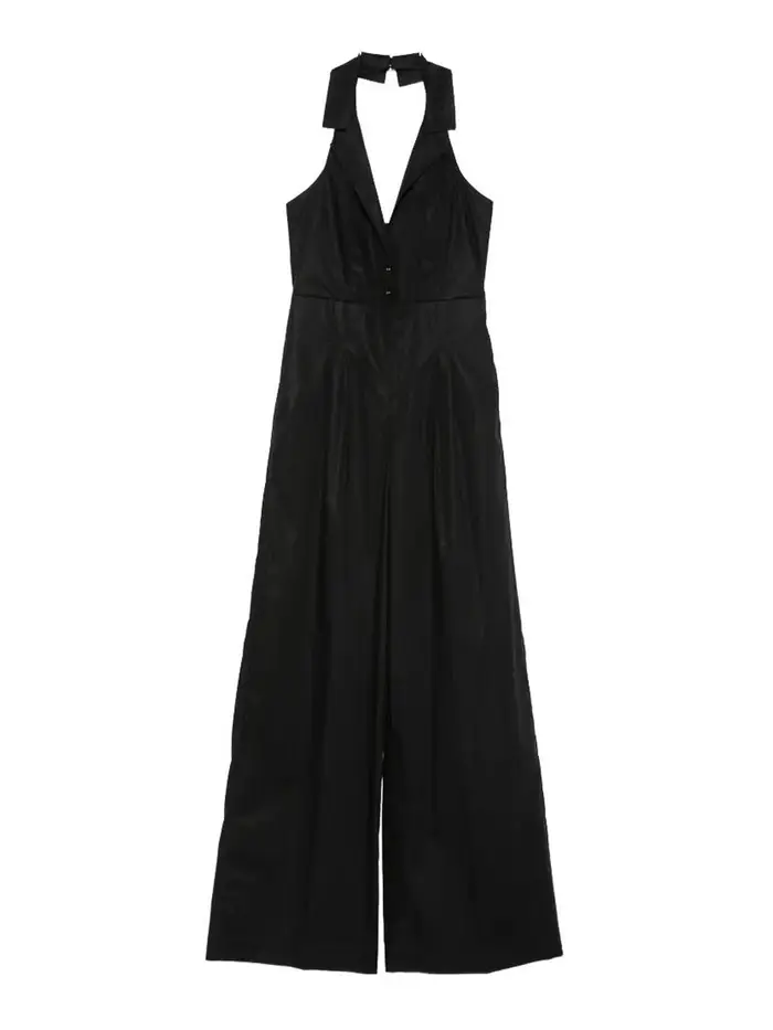 Tuta a maniche corte con cintura Nero